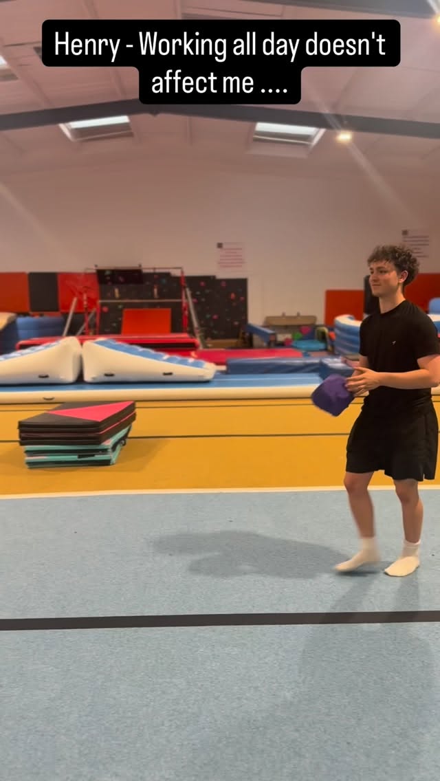 It's been a very long very 🥵 day...but don't worry. Henry's got this...and by this we of course mean a concussion. #gymnastics #blocksarentforeveryone