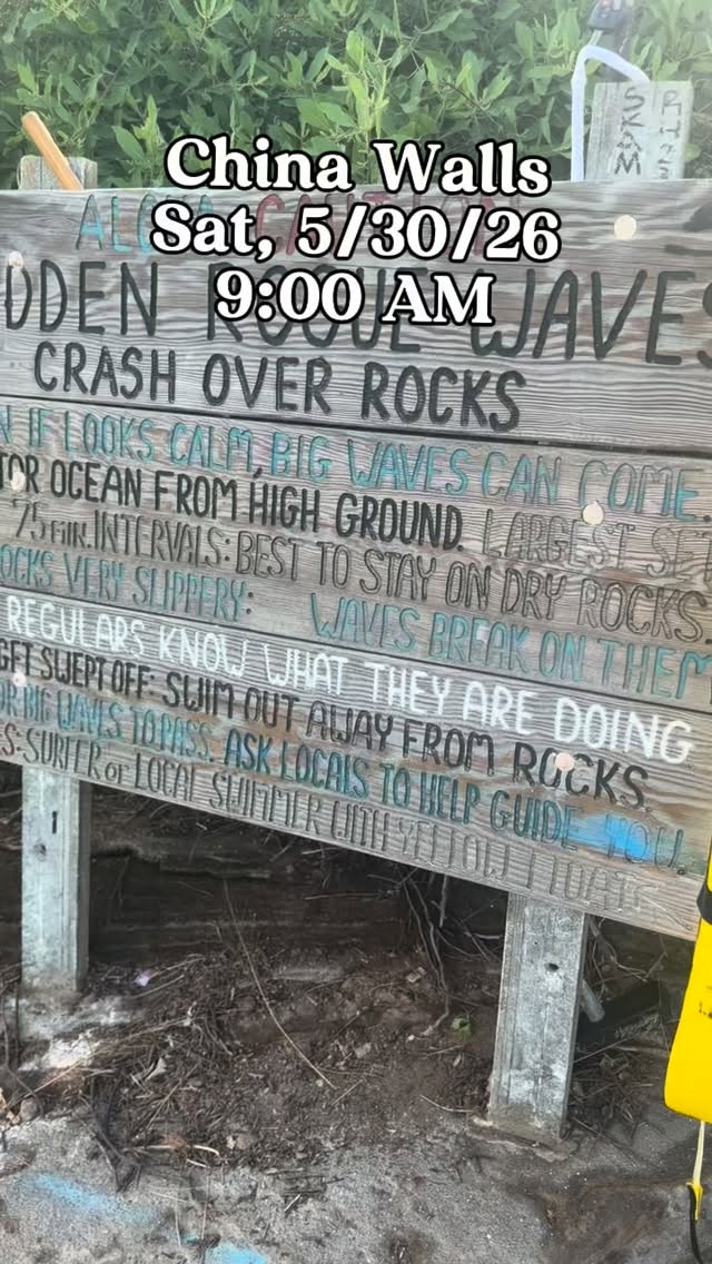 Mahalo to Preston from @hawaiianboysurfschool for the surf report and view of China Walls! We love when our community comes together to share their ocean updates & water safety. 💙💙💙
Also loving the caution/warning sign put up at China Walls. 🙌🏽💛🙌🏽💛 If you know who did this please tag them so we can give them a shot out.
Lots of action on the south shore today. If can, plz tag, collab or send me some footage of where you surfing. We love sharing this with our followers. Mahalo! 🤙🏽
#chinawalls #spittingcaves #fingers #portlock #hawaiikai