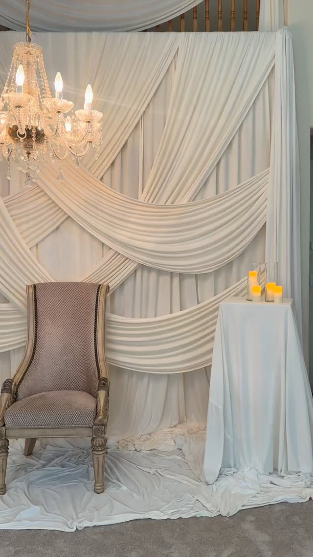 Another beautiful transformation for Chris & Faresha!
We were honored to create this elegant ivory staircase draping and backdrop as a special preview of the celebration to come. ❤️❤️
Every love story deserves a beautiful beginning, and this is just a little taste of the magic that awaits on your big day. We can’t wait to see everything come together.
Congratulations, Chris & Faresha! May your love continue to grow, and may your wedding day be everything you’ve dreamed of and more. 💍✨
#BrilliantLoungeEventRentals #DrapingDesign #Wedding