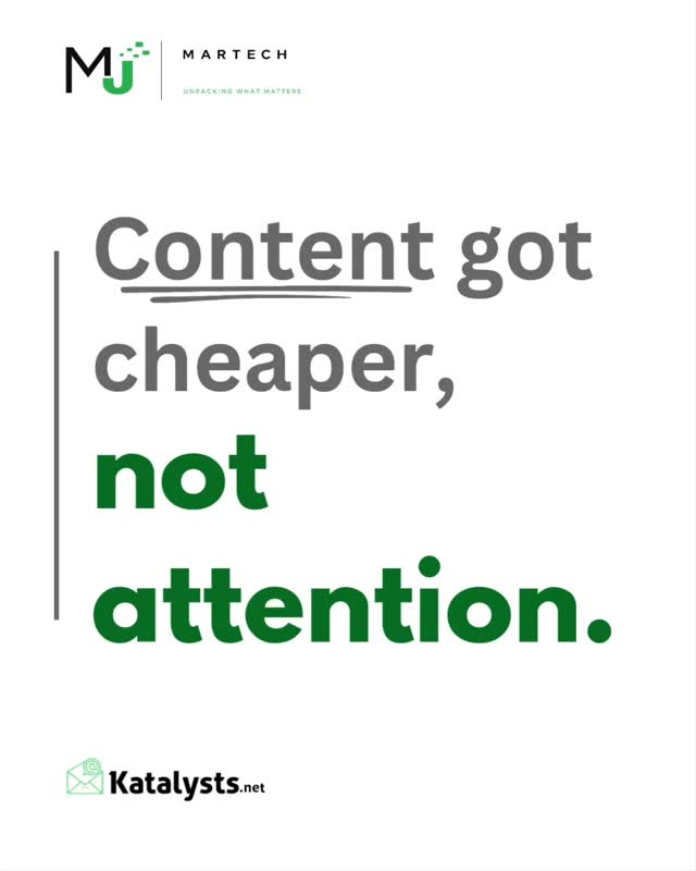 The barrier to creating content collapsed.
The barrier to being remembered didn’t.
That changes what actually creates value.
What do you think makes content stand out today?
#leadership #technology #digitalmarketing #marketingstrategy #katalystsdigital