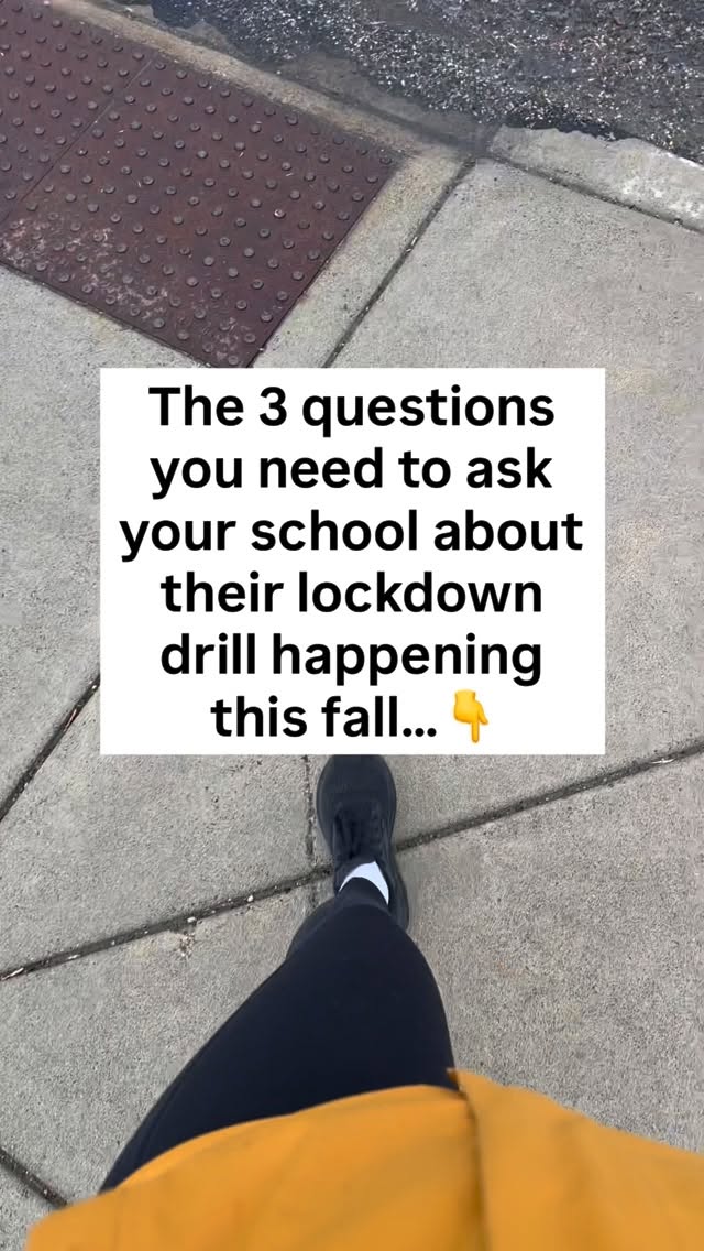 And we’ll get into the WHY behind these questions too!
1️⃣ “Do you tell students and families that a lockdown drill is going to happen?”
💡Telling students that a drill is just practice removes trauma, builds trust for real emergencies, and is strongly recommended by SRO and other organizations.
Plus it gives families a chance to connect before and after the exercise, adding vital support for children doing them.
2️⃣ “During the drill do you check that the lock is working? If so, who does that?”
💡 Checking that the lock works properly at this time makes a lot of sense. But doing so without telling our young kids about it unintentionally adds SIMULATION (🙅♀️) to our drill. I’ve had multiple young adults tell me they remember their doorknobs being jiggled during the lockdown drill “so they’d know what a real lockdown would be like.” 😭
Find out who checks the locks and then tell your child the plan. This way you connect the dots for them in a less traumatic way before the drill even starts.
3️⃣ “How do you end the drill?”
💡 Best practice is to specifically state that the school is done drilling for the whole day. This removes confusion if an emergency did occur the same day. It’s a lesson learned the hard way from parkland. 😭
If we haven’t met, hi, I’m Emily. Here to help you 1) be your child’s biggest support as they grow up with lockdown drills and 2) ensure your child’s lockdown drill experience is as good as it possibly can be. Follow along and let’s help them where we can! 🫶