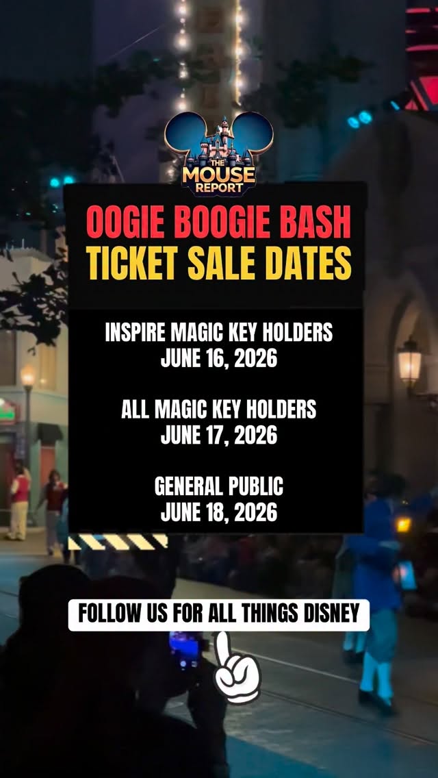 Oogie Boogie Bash 2026 ticket sales will follow a staggered release schedule, starting with Inspire Magic Key holders on CA June 16, 2026, followed by all Magic Key holders on June 17, 2026, and then opening to the general public on June 18, 2026. This type of rollout is typically used for high-demand Halloween events at Disneyland California Adventure Park, where early access tiers give annual pass holders the first chance to secure limited-entry party dates. Because Oogie Boogie Bash is one of the most popular seasonal events, tickets often sell out quickly once each access window opens, making the earlier Magic Key holder dates especially important for anyone trying to guarantee entry.
#oogieboogiebash #disneyland #disneyhalloween #disneyparks #disneynews