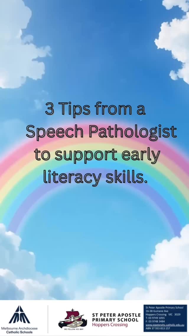 St Peter Apsotle PS is so lucky to have a dedicated Speech Pathologist on staff. Meet Kamarah as she shares 3 tips to support early literacy development. 📚🗣️