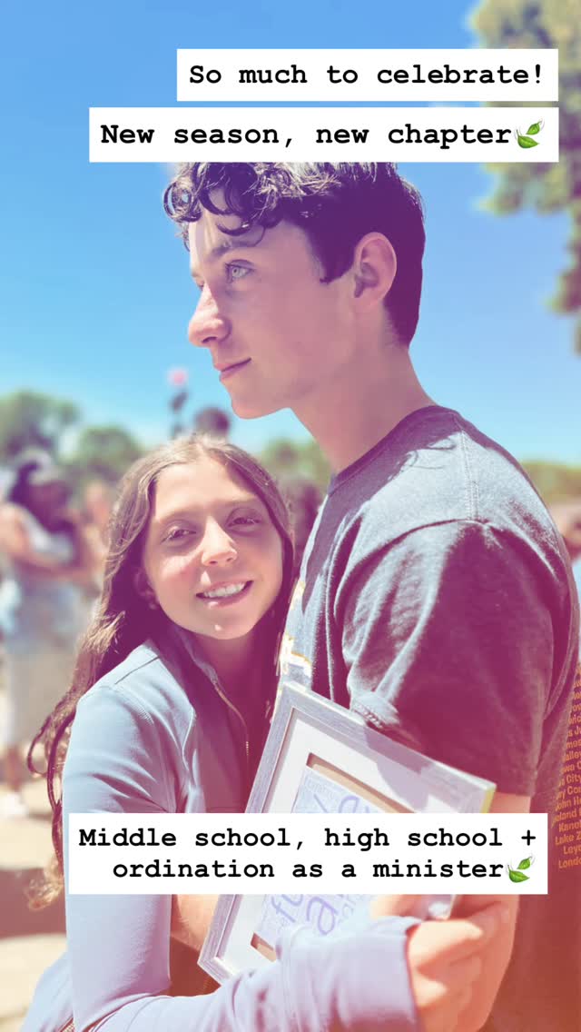 New seasons, new chapters🍃 Celebrating Cal to high school, Lucy and Paige to middle school, and my ordination as a minister🍃 Feeling grateful for the many blessings and soaking in the moments knowing they are fleeting🍃”Isn’t it funny how day by day nothing changes, but when you look back everything is different…