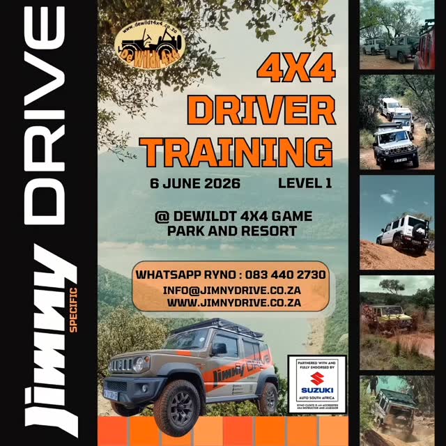 JimnyDRIVE L1 4X4 Driver Training course dates for June 26 @dewildt4x4_gamepark !😀
Book early to avoid disappointment! Get to know your Jimny better and learn how to handle your Jimny in a safe and responsible manner!
🌟6 th June
🌟7th June
🌟14th June
🌟28th June
For more information, contact Ryno via WhattsApp
083 440 2730
www.jimnydrive.co.za
#suzuki_za #JimnyDRIVE
#4x4Training#dewildt4x4#jimny4x4