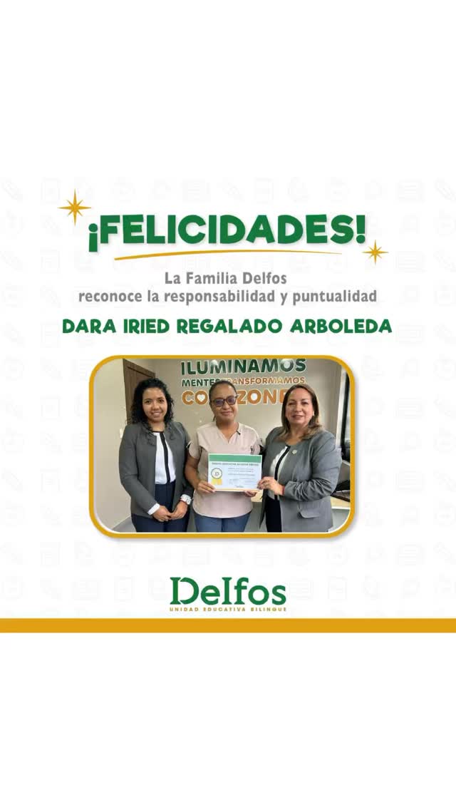 Felicitamos a la familia Regalado Arboleda, de la Jornada Vespertina, quienes fueron beneficiarios del reconocimiento a la puntualidad en el pago del mes de mayo 🥇.
Recordamos que para recibir este incentivo deben estar al día en el pago de las pensiones.
#SomosDelfos #iluminamosmentestransformamos💚🧡