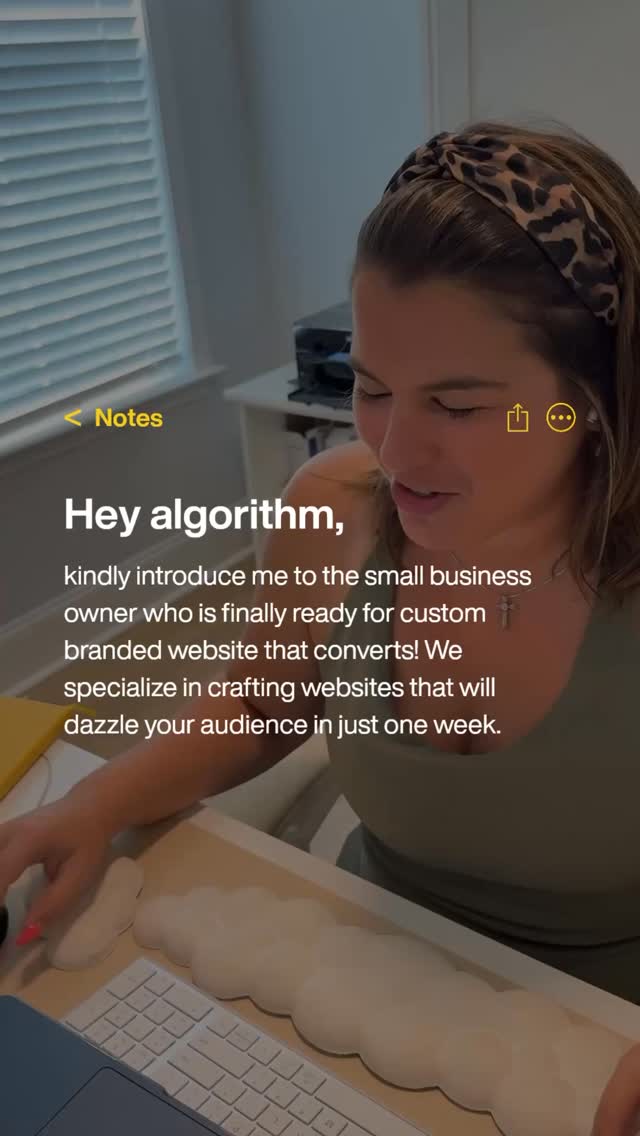 Not to be dramatic, but your website might be the thing holding your business back. 👀
IMAGINE you’re one week away from having a website you’re actually excited to share 🤗
My Website in a Week package is for business owners who need a polished, strategic website—without the months-long wait.
Fast. Custom. Conversion-focused.
✨ 1 week
✨ 3 different packages
✨ 1 amazing website
Ready? Let’s make it happen!
