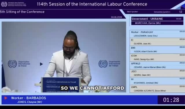In this moment of choice, what do we do?
As AI reshapes the world of work, workers’ rights must keep pace.
Speaking at the 114th International Labour Conference in Geneva, BWU Communications and Information Manager Cheyne Jones warned that workers cannot be “classified by contract, controlled by code, and abandoned by law.”
The future of work is being written now. The question is: will workers have a say in it?
#ILC114 #FutureOfWork #AI #DecentWork #BWU
