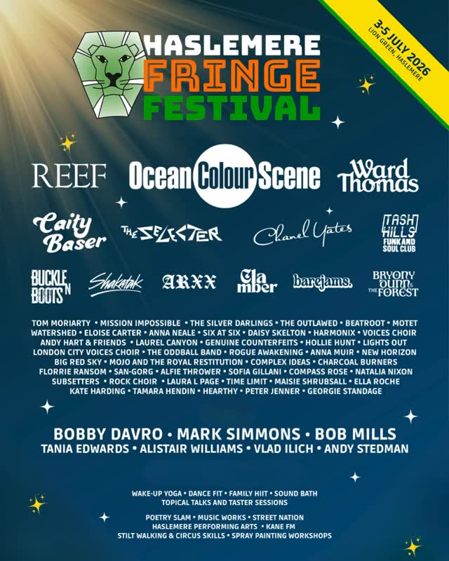🔥3-5 July Haslemere Fringe Festival Brings You…🔥
👉Over 50 live music acts
👉8 Comedians
👉New Sunday Wellness Sessions
👉Poetry Slam
👉Dance
👉Creative Workshops
👉Children’s Entertainment
And So Much More!
Tickets available online at:
Haslemerefringe.co.uk/tickets
#haslemerefringefestival #livemusic #surreyevents #festivalseason #haslemere