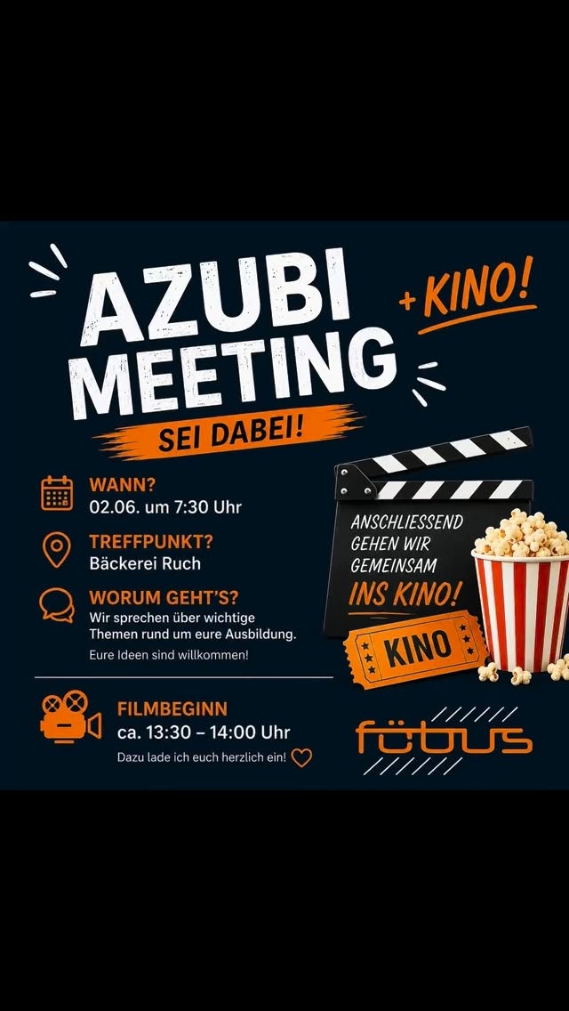 Azubi-Meeting 2026 🔧⚡🚿
Heute haben wir uns Zeit genommen, um gemeinsam über Ausbildung, Verantwortung, Teamarbeit und unsere tägliche Arbeit zu sprechen.
Viele gute Gespräche, starke Ideen und eine tolle Beteiligung unserer Azubis. 💪
Zum Abschluss ging es gemeinsam ins Kino. 🎬🍿
Ein gelungener Tag mit einem starken Team. Danke an alle, die dabei waren!
#wirsindföbus