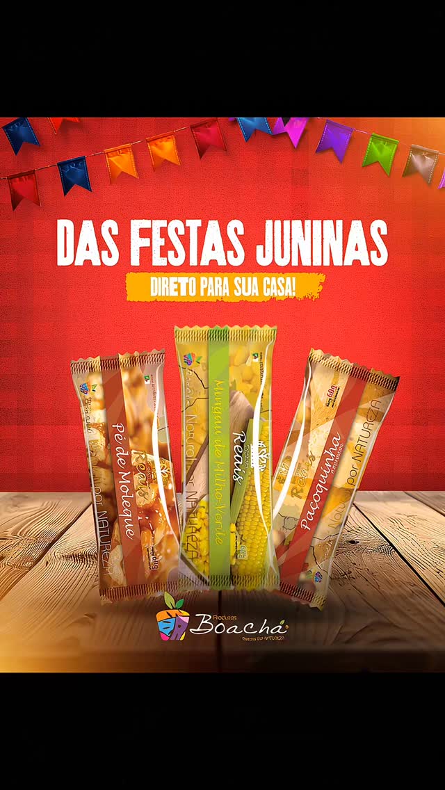 A festa é junina 🎉💥. O sabor é de sempre. Pé de Moleque, Paçoquinha e Mingau de Milho Verde.
Corre pro ponto de vendas mais próximo para escolher o seu sabor típico favorito!
#FestJunina #ProdutosBoachá #SaborDeTradição #Arraial #OndeaFrutaÉfruta