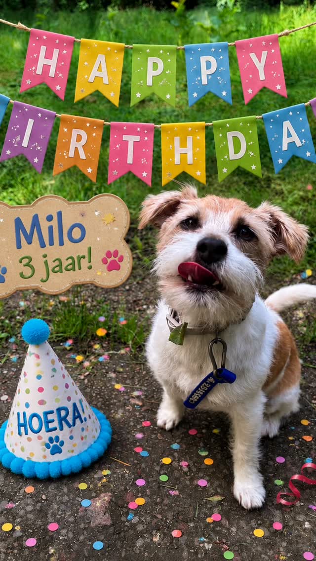 Hieperdepiep hoera!!๐ฅณ Onze Milo is vandaag 3
Jaar jong geworden! En wat is het nou leuker om je verjaardag te vieren met je vrienden in het bos? ๐