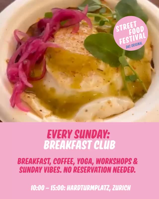 ☀️ Breakfast Club am Street Food Festival
Starte deinen Sonntag mit gutem Kaffee, feinem Frühstück und entspannten Vibes am Hardturmplatz.
Jeden Sonntag von 10–15 Uhr erwarten dich Frühstücksangebote unserer Food-Anbieter:innen sowie Yoga, Workshops und ein kleiner Design-Markt.
Keine Reservation nötig – einfach vorbeikommen.
📍 Hardturmplatz Zürich
…
☀️ Breakfast Club at Street Food Festival
Start your Sunday with great coffee, delicious breakfast and relaxed vibes at Hardturmplatz.
Every Sunday from 10 AM – 3 PM, enjoy breakfast from our food vendors, plus yoga sessions, workshops and a small design market.
No reservation needed – just drop by.
📍 Hardturmplatz Zurich
📹 @labuenabirria.ch
