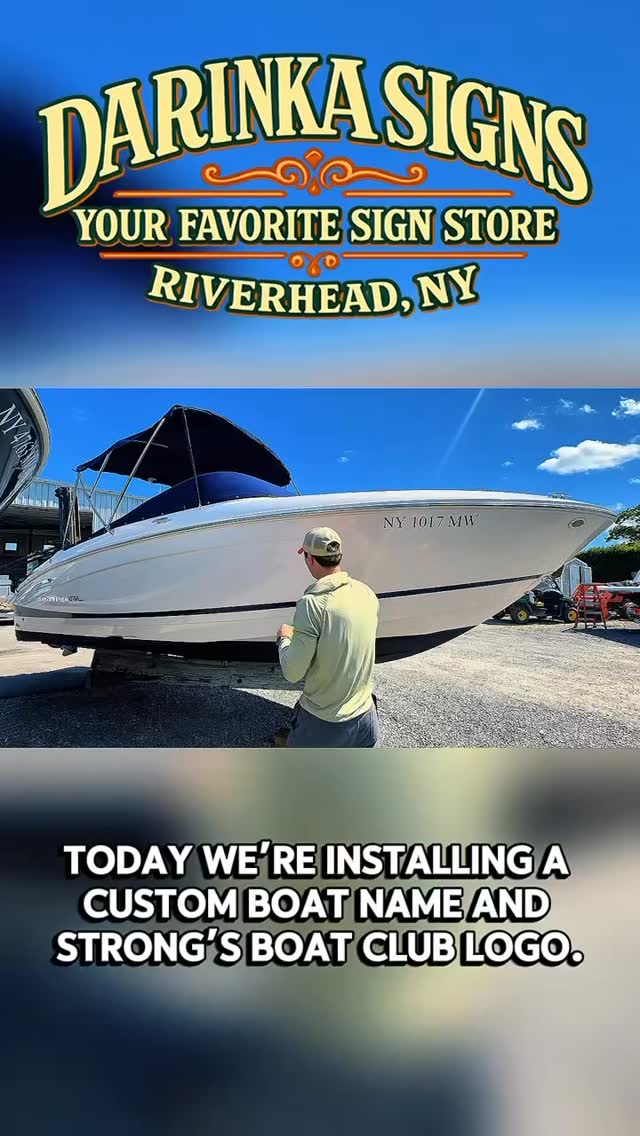 From concept to completion. ⚓️
Watch as we install a custom Strong’s Boat Club logo and marine graphics, transforming this vessel with premium marine-grade vinyl designed to withstand the elements while maintaining a clean, professional appearance.
Every project is carefully measured, produced, and installed with attention to detail to ensure a flawless finish both on and off the water.
Whether you need boat names, registration numbers, logos, or custom marine graphics, Darinka Signs is here to help bring your vision to life.
📍 Riverhead, NY
📞 (631) 727-8311
📸 @DARINKA_SIGNS
🌐 DarinkaSigns.com
Designed. Produced. Installed.
#DarinkaSigns #BoatGraphics #MarineGraphics #BoatName #boatlettering