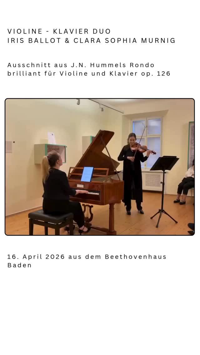 Ein Ausschnitt aus Hummels Rondo Brillant für Violine und Klavier, Op. 126 – aus unserem Konzert im Beethovenhaus Baden im April 2026
mit @irisballot an der Violine.
🎻✨
@beethovenhausbaden
#rondobrillant #violineundklavier #beethovenhausbaden #kammermusik #classicalmusic