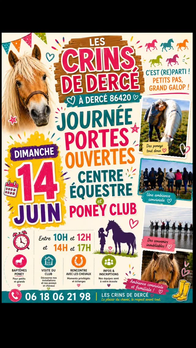 C'est dimanche..... CE DIMANCHE !!!!!!!
À LES CRINS DE DERCE poney club
À partir de 10h... Venez nous rencontrer ❤️❤️❤️
Inscriptions
Renseignements
Visites
Cours collectifs
Cours particuliers
Remise en route
Perfectionnement
Compétitions sportives
EQUITHERAPIE
loisirs....
Mais surtout une ambiance... Un esprit et une régularité....
Ne cherchez plus.. votre bille d'oxygène est ICI !
venez nous découvrir 😍😉#lescrinsdederce #virginiedufresne