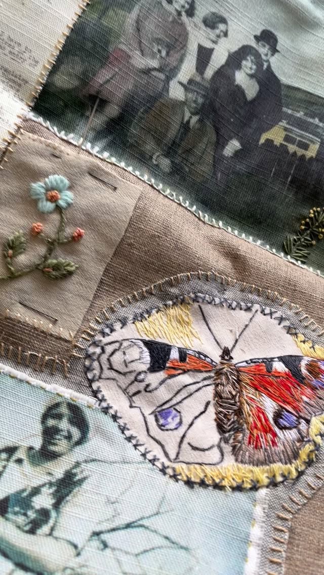 The last patch is being stitched on.
The next stage will be to hand quilt it.
After a lovely open studio weekend, I am spending time today doing some restorative stitching ❤️
#handquilting #autobiographicalart #brokenbutterfly