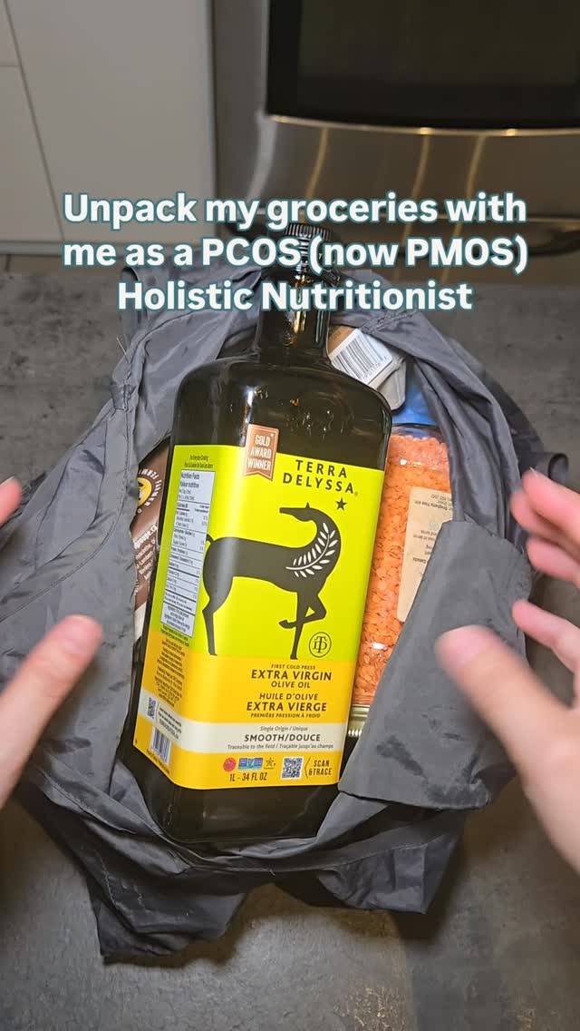 Unpacking my groceries as a holistic nutritionist who specializes in PMOS/PCOS, and who also has PMOS/PCOS herself.
Here's what I always have on hand to support my PMOS/PCOS:
🥚 Eggs for protein, choline and fat-soluble vitamins, because ovulation loves this combo.
🐟 Fatty fish like salmon and sardines, because the omega-3s support progesterone production and help reduce the inflammation that drives a lot of PMOS symptoms.
🌿 Dark leafy greens like spinach and kale, because they bring magnesium, folate and fiber, all of which help your body clear estrogen properly.
🫘 Legumes like lentils and chickpeas, because they give you slow carbs, fiber and plant protein, which means stable blood sugar for hours.
🫒 Extra virgin olive oil, because it's anti-inflammatory, supports liver function, and helps with insulin sensitivity.
🍫 Dark chocolate (85% or higher), because magnesium. And honestly, I'm not sorry 😉
This is a solid foundation to get you started, but every PMOS/PCOS body is different. What your body actually needs depends on your driver.
💬 Take my free PMOS/PCOS Type quiz to find out yours. Link in bio 💛
#pcosmeals #PCOSSupport #holisticnutrition
#PCOSRootCause #PCOSLifestyle