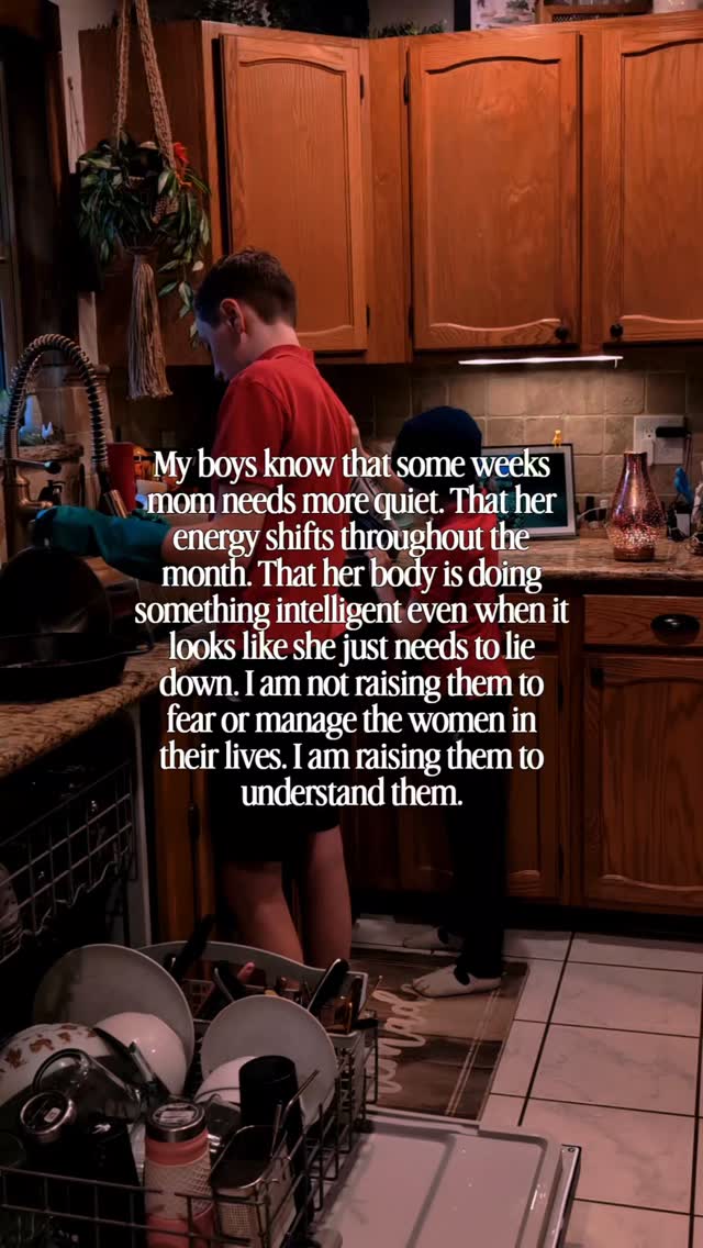 Because cycle awareness is not just about self-care. It is about how we show up for each other. How we love each other. How we build relationships that actually hold.
The women my sons love someday deserve partners who get it.
So we start the conversation now.
✨ Follow along. This is the kind of mom I am choosing to be.