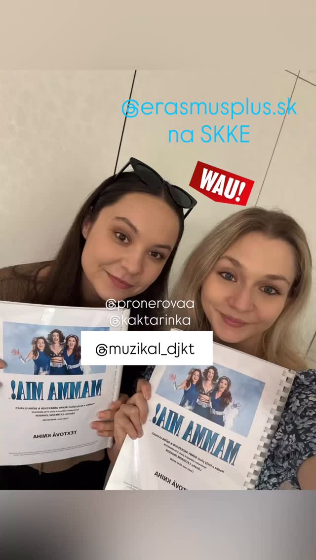 🎭Erasmusplus na SKKE
🍀Vďaka Divadlu Josefa Kajetána Tyla v Plzni @muzikal_djkt sa študentky odboru muzikál na SKKE stali súčasťou
🤩 pripravovanej premiéry muzikálu 💃🏻🕺🏻Mamma Mia💃🏻🕺🏻 v rámci podujatia Noc s Operou 🔥
🗓️Premiéra 25.6. 2026
📍Amfiteáter Lochotín
❤️ Ďakujeme Jozef Hruškoci a Dušan Kraus ❤️
🎭
Réžia: Lumír Olšovský
🔥Tvorcovia
Hudba a texty písní: Benny Andersson, Björn Ulvaeus Spoluautor některých písní: Stig Anderson Libreto: Catherine Johnson Námět: Judy Cramer
Český text: Adam Novák
Režie: Lumír Olšovský
Hudební nastudování a dirigent: Dalibor Bárta
Choreografie: Pavel Klimenda Dramaturgie: Pavel Bár
Scéna: Ondřej Brýna
Kostýmy: Andrea Pavlovičová Sbormistr: Vojtěch Adamčík
Lighting design: David Janeček
Sound design: Tomáš Lorenc
Asistent režie: Rudolf Špoták Asistentky choreografie: Jarmila Hruškociová, Tereza Koželuhová Hudební režie: Pavel Kantořík Korepetice: Monika Kudrnová, Vojtěch Adamčík, Pavel Kantořík
Inspice: Antonín Pfleger ml.
@pronerovaa
@kaktarinka