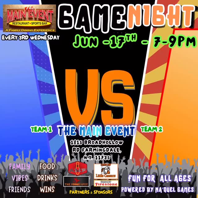 Think you know it all? Prove it at The Main Event’s Live Hosted Game Show Night! Grab your crew, sip on some drinks, and battle it out in a fast-paced, laugh-out-loud showdown where your best (and worst) guesses could score big!
Big prizes , Free to play. Fun to win. See you there! 👊🏾
Where:@themaineventny
Time:7pm-9pm
#FollowTheWinning #NaQuelGames #MainEvent #LongIslandEvents #FreeEvent