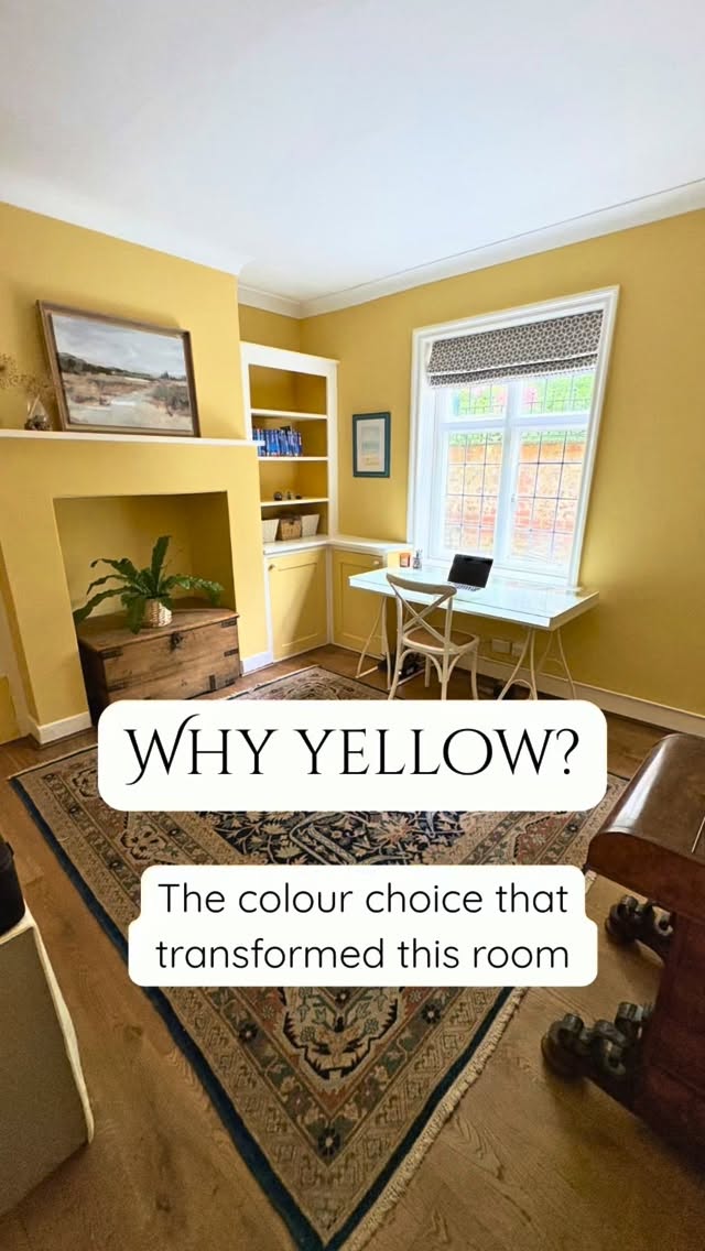 Why yellow?
It brings light, warmth, creates a sense of optimism and makes the workspace inviting.
Yellow feels like a bold choice but is perfect for this north facing room. The room lacked character and the colour transformed it.
From a staging perspective colour isn’t just used to decorate but to change people’s view of a room.
What do you think? Would you have chosen yellow for this study?
#wykehamhomestyling #homestaging #homestyling #sell
