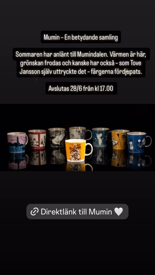 Sommarens första och somrigaste temaauktion är släppt hos oss. Spana in alla föremål. Avslutas 28 juni. Men ni kan redan nu lägga bud, missa inte chansen att delta. Visning pågår i vårt showroom vardagar 12-16. Välkomna 🤩 Länk i bio. 🤍
#auctionet #mumin #tovejansson #finland #norrlands #umeå #umea #moomin #auction #auktion #fazer #moominmug #toveslotte