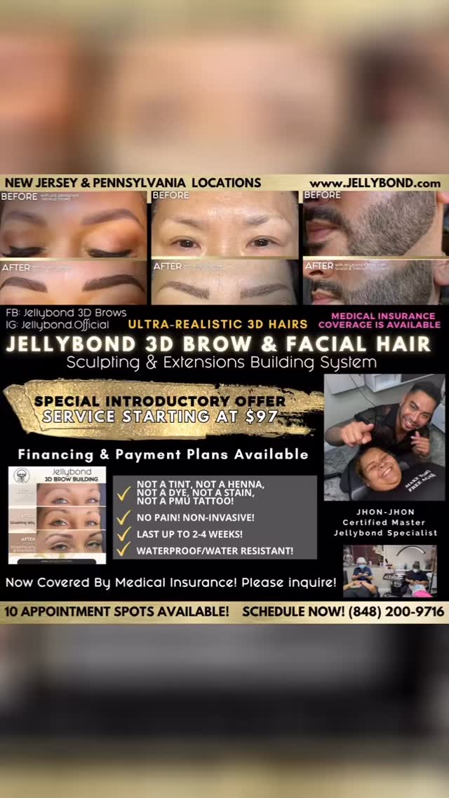 The tears we witness are never really about eyebrows.
They’re about hope.
They’re about finally seeing yourself again.
They’re about reclaiming a piece of yourself that you thought was gone forever. ❤️
✨ Realistic 3D Brow Restoration
✨ Needle-Free & Non-Surgical
✨ Customized To Your Unique Features
✨ Designed For Medical Hair Loss, Alopecia, Scars & More
✨ Restoring Confidence One Brow At A Time
And now, there is even more hope.
Through our exclusive partner, Pink Jelly Paramedical Services, qualifying clients may be eligible for assistance with medical insurance reimbursement for medically necessary restorative services.*
Our compassionate team will help guide you through the process every step of the way so you never have to navigate it alone.
🤝 You have spent so much time taking care of everyone else.
💖 Now it’s time to allow someone to help take care of you.
Whether you are currently undergoing treatment, recovering from a medical condition, or simply looking to restore what was lost, we are here for you. Starting at only: $97, plus tax.
📍 New Jersey: Toms River & Marlboro
📍 Pennsylvania: Bala Cydwyd
🏫 Jellybond & JHON-JHON Medspa & Institute
📱 Call or Text: (848) 200-9716
🌎 24/7 Worldwide Assistance
Because healing isn’t only physical… it’s emotional too. ❤️🩹
#Jellybond #JHONJHON #ChemoBrows #CancerSupport #AlopeciaAwareness MedicalHairLoss VitiligoSupport ScarCamouflage ParaMedicalAesthetics EyebrowRestoration CancerWarrior BreastCancerAwareness ConfidenceRestored PinkJelly HealingJourney MedicalNecessity TomsRiverNJ NewJersey HopeAndHealing BrowRestoration NeverGiveUp