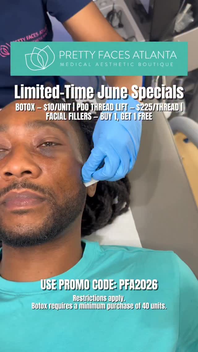 JUNE SPECIALS ARE HERE ✨
Ready to refresh your look for summer? Take advantage of our limited-time aesthetic promotions at Pretty Faces Atlanta:
• Botox – Only $10 per unit (40-unit minimum)
• PDO Thread Lift – $225 per thread (8-thread minimum)
• Facial Fillers – Buy 1 Syringe, Get 1 FREE
Whether you’re looking to smooth fine lines, restore volume, or achieve a more lifted, youthful appearance, now is the perfect time to book.
Use Promo Code: PFA2026
Appointments are limited. Secure your consultation today and let us help you look and feel your best.
📍 Pretty Faces Atlanta Medical Aesthetic Boutique
#prettyfacesatlanta #atlantamedspa #atlantabotox #atlantafillers #pdothreads atlantaaesthetics medicalspa atlantabeauty antiaging botoxspecial fillerpromo atlmedspa