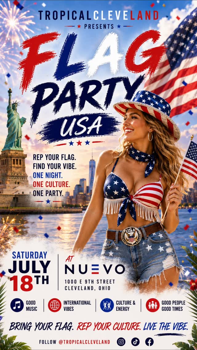 Happy 4th of July 🇺🇸 remember to secure your admission ticket for our International Flag Party 🎉 at @nuevomodmex on Saturday July 18th!!
We have 4 top tables that includes ( 4 admission tickets) and 6 top table that includes ( 6 admission tickets)
Come dance the night away with us!