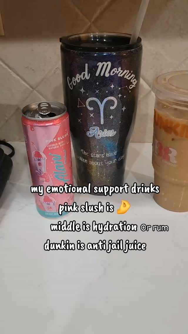 It is like the trifecta to happy days. Sometimes hydration cup may have rum 😅
If you need some pink slush too I got you 👇
https://amzn.to/4v1Oiqd
#Coffee #dunkindonuts #alani #emotionalsupportdrink #bookinstagram