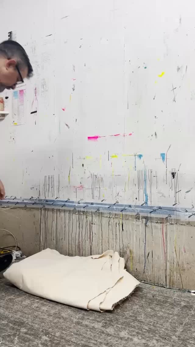 Prepping canvas for a new painting.