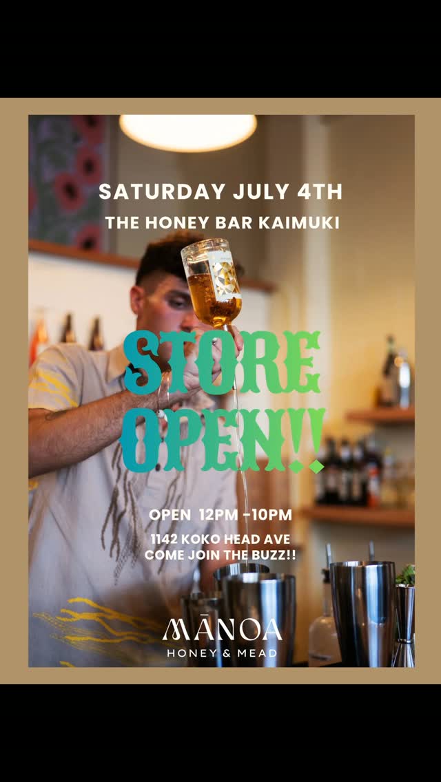 The Honey Bar Kaimuki is open 7/4 🤘
Wahiawa Honey House is closed 7/4 🙏
#manoahoneymead #mead #hawaii #honey #thehoneybar