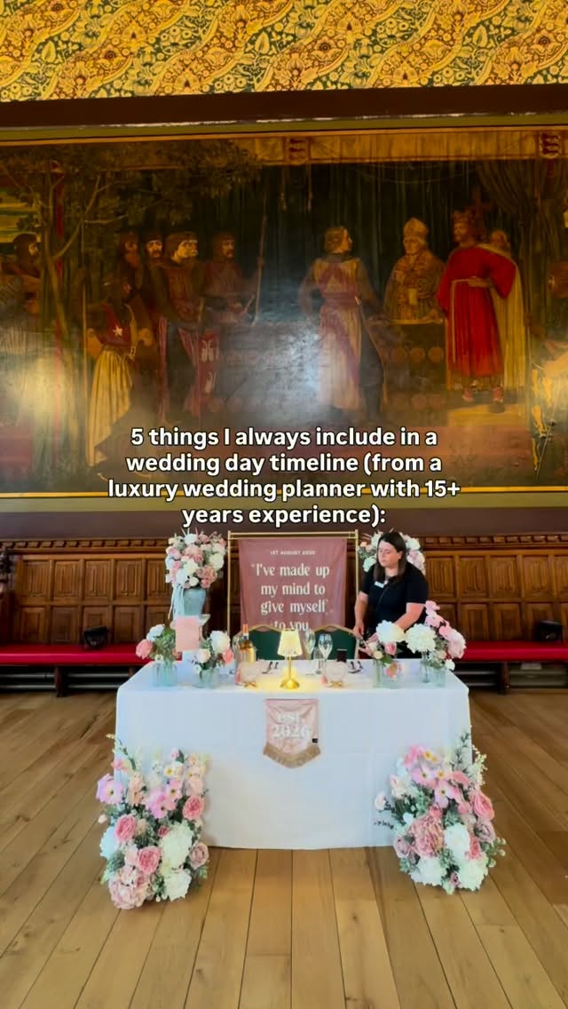 Your timeline should leave nothing to chance…
After 15+ years of planning luxury weddings & events these are 5 things I ALWAYS include in a wedding day timeline:
1. Clear timings
If something needs to happen at 2pm, it gets a proper time. Clear timings make it much easier for everyone to know where they need to be and when.
2. A named person responsible for each task
“Move the ceremony chairs” isn’t enough. Someone needs to know it’s their job, otherwise you risk everyone assuming someone else is doing it.
3. Built-in breathing room
I always build in buffers. Weddings rarely run perfectly to the minute, so allowing time for the unexpected is just as important as planning the timings themselves.
4. All the information people need in one place
From supplier contact details and seating plans to photo lists and timings, I want everyone to have the information they need without having to search through multiple documents or messages.
5. Information that’s been communicated in advance
Your timeline can be beautifully detailed, but if a supplier is seeing their responsibility for the first time on the wedding morning, it’s too late.
And this is exactly why a detailed wedding day timeline is one of the things I take care of for my couples.
If you don’t want to spend hours creating an in-depth, supplier-ready timeline with timings, responsibilities, contact details, seating plans and all the little logistical details, this is where hiring a wedding planner can be worth its weight in gold.
You get to enjoy your wedding day. I’ll make sure everyone else knows exactly what they’re doing 🤍
I’m Victoria, I plan flawless and stress-free weddings that feel as good as they look in Yorkshire, Derbyshire, Cheshire and beyond. Follow me for more wedding planning tips and inspo!