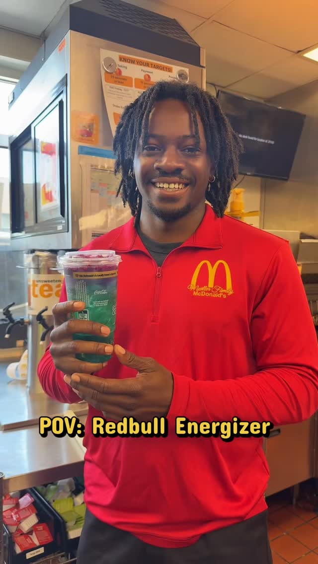 Need a boost? ⚡️ Grab a RedBull Energizer on your next visit! #mcdonalds #redbull