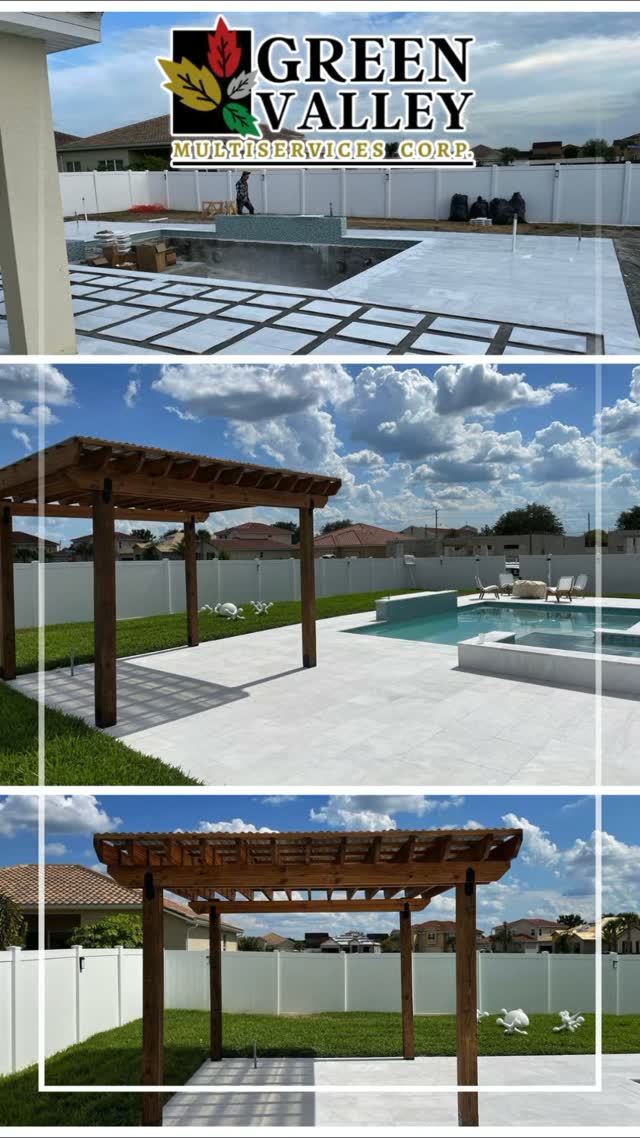 ✨ From an ordinary backyard to your own private resort. 🏝️
Take a look at this luxury pool deck transformation in Orlando, FL! 🏡
We completely transformed this backyard with:
🤍 High-end marble pavers around the entire pool for a bright, clean, and luxurious finish.
🌱 Custom artificial turf for a modern look that’s beautiful and virtually maintenance-free.
🪵 Custom wooden pergola + outdoor lounge seating to create the perfect space for relaxing and entertaining on the weekends.
The result? A backyard that feels less like home… and more like your own private resort. ✨
Thinking about transforming your pool deck or backyard?
📲 Request your FREE quote today!
📞 +1 (407) 450-8132
✉️ sales@greenvalleymc.com
🌐 greenvalleymc.com
#GreenValleyMultiservice #PoolDeckOrlando #PoolDeckTransformation #MarblePavers #PaversOrlando ArtificialGrassOrlando