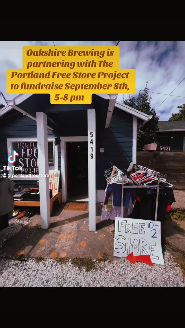Sept 8th Oakshire Brewery 5-8 pm. Help raise money for the Portland free store project! #freestore #portlandfreestore #pdxcommunity