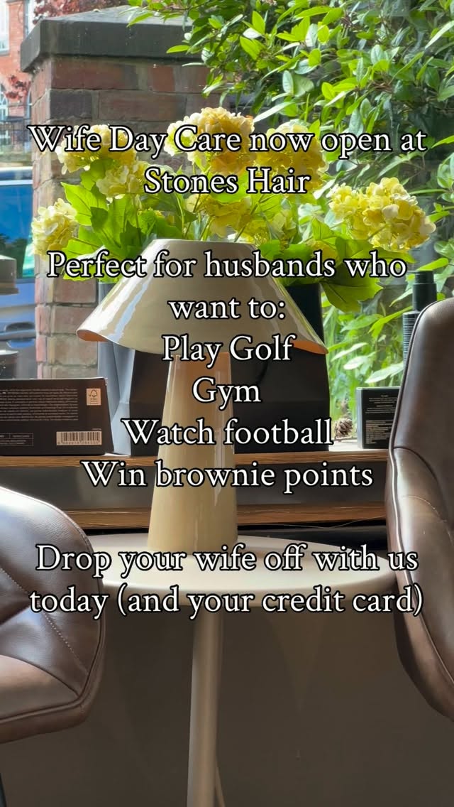 Wife day care now open at Stones Hair Monday - Saturday 😂🙌🏼🤍
#hairsalon #daycare #selfcare #hairsalon #happywifehappylife❤️