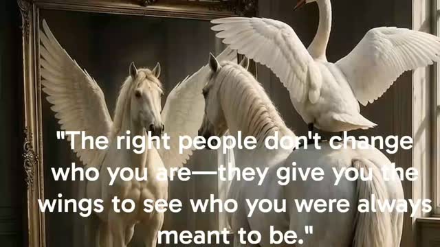 The right people do not enter your life to change who you are; they arrive to help you see what was always missing from your own view.
When you stand alone, it is easy to measure yourself only by the ground beneath your feet—your strength, your stamina, your weight to carry. But the right connection shifts your entire perspective. They offer their own grace, their vision, and their lift so that when you finally look in the mirror, you stop seeing just an ordinary workhorse bound to the earth.
You see wings. You see flight. You see the boundless potential that was quietly waiting for the right presence to bring it to light.
Surround yourself with those who elevate your frequency, mirror your higher self, and help you realize that you were never meant to walk this journey grounded. Protect your circle—because the company you keep determines whether you stay rooted to the floor or take flight into who you truly are.
#InnerStrength #HigherFrequency #LawOfVibration #ProtectYourEnergy #SoulConnection SpiritualGrowth SelfWorth ElevateYourMind MindsetShift PersonalGrowth ConsciousLiving Empowerment