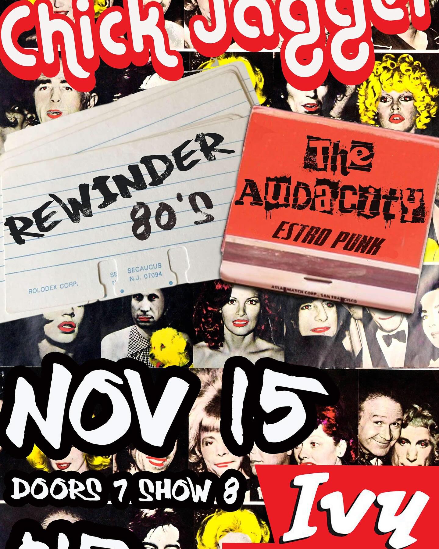 Friday 11/15! Chick will be #rocking @ivyroom alongside @rewinder80sband and @the.audacityband - gonna be hot hot hot!!! Join us, wontcha? #rollingstones #stones #tributeband #80scovers #eastbay #ivyroom #albany #rocknroll