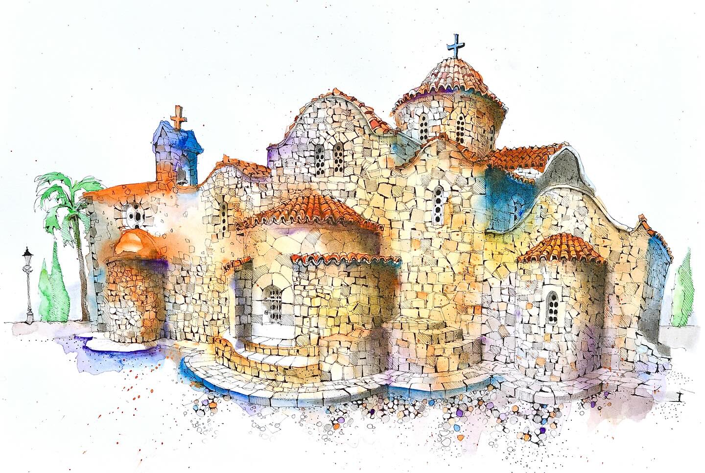 This is the Panagia Angeloktisti (‘built by angels’) Church in Kiti, a few kms west of Larnaka in Cyprus. It a magnificent example of a Greek Orthodox Church built in the Byzantine style, with a 11th century dome built on the ruins of an early Byzantine basilica.
.
#art #artistsoninstagram #drawing #urbansketching #urbansketch #urbansketchers #kunst #oxfordshireartweeks #artist #penandink #penandinkdrawing #sketching #global_sketchers #urbansketchcourse #draw #sketch #artwork #artweeks #nicosia #cyprus #chypre #kıbrıs #lefkosia #larnaka #kiti