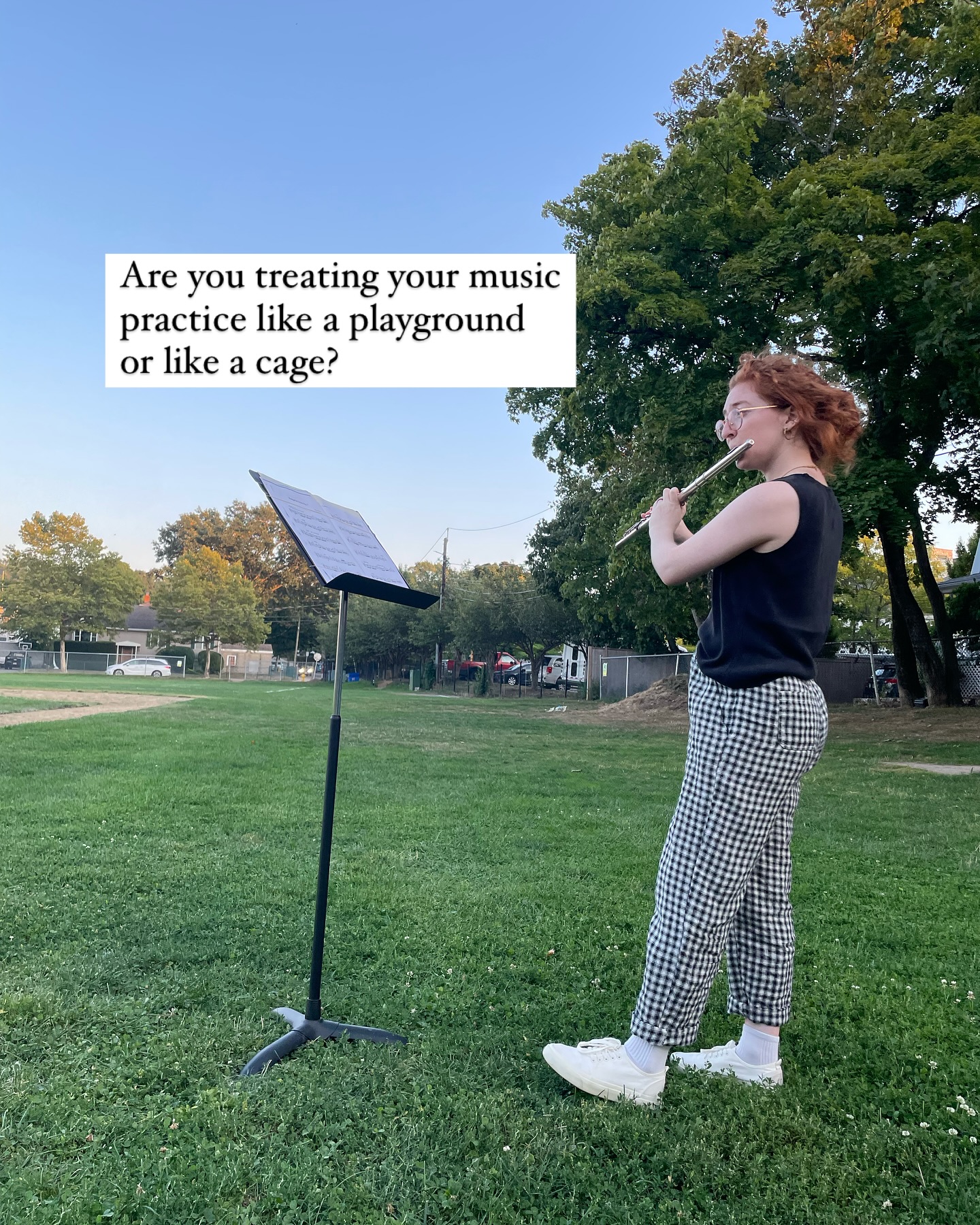 Are you treating your music practice like a playground or like a cage?
What’s the use of trapping yourself in a rigid routine that isn’t working for you?
We’re PLAYing music. The practice should include play.
#musicians #musicpractice #flutist #fluteplayer #flute #mindfulpracticeroom #playingmusic #bostonmusicians