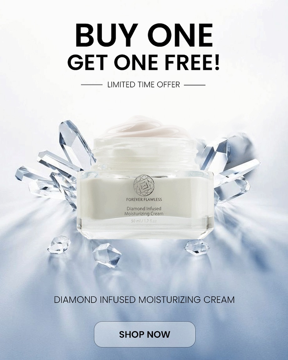 LIMITED TIME OFER!
Buy ONE get ONE FREE on our Diamond Infused Moisturizing Cream 💎
The perfect everyday moisturizer to keep your skin soft and plump 24/7
Shop now the link in our bio 🛒
#diamonds #diamondcream #foreverflawless #flawlessskin #diamondskincare #skincare