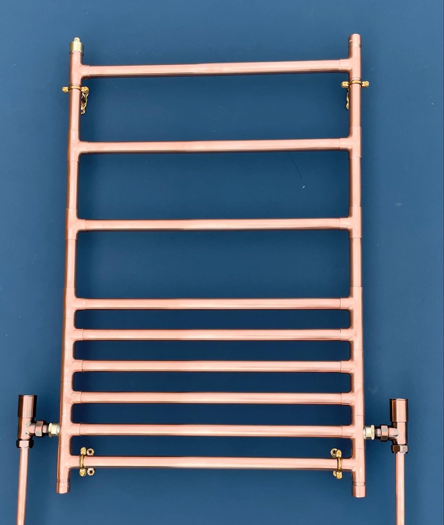 Another custom heated towel radiator made precisely to the customer specification. This was for a great local customer to us here in Bradford on Avon so will hopefully get some shots of the radiator installed soon! #copperradiators #copperradiator #bespokeradiators #industrialbathroom #steampunk #copperpipe #copperpipe #copper #bathroom #vintagebathroom #vintagetowelrail #vintage