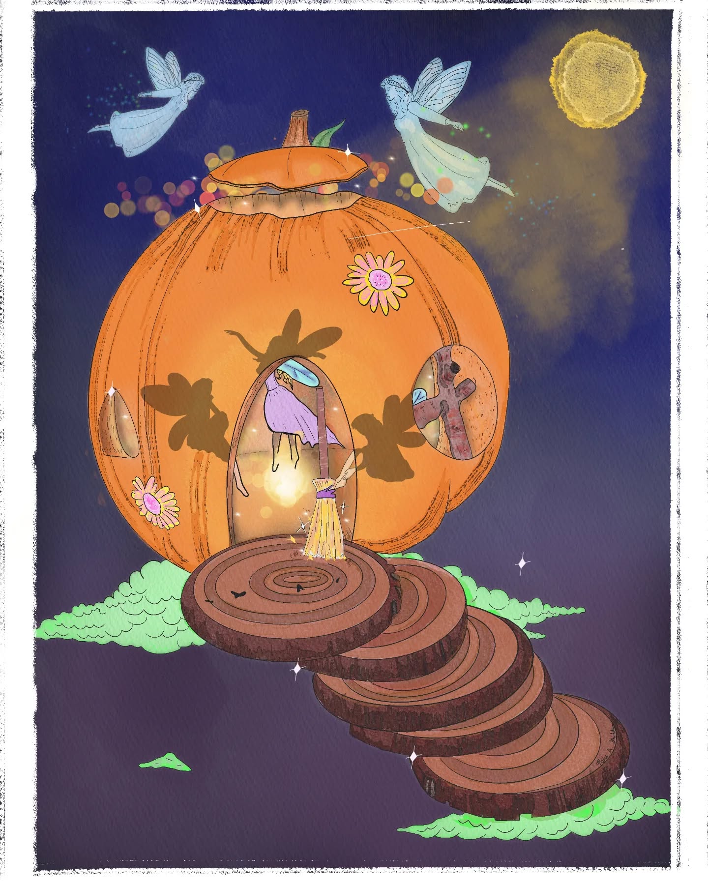 Fairy Pumpkin Halloween Party
Digital watercolor
