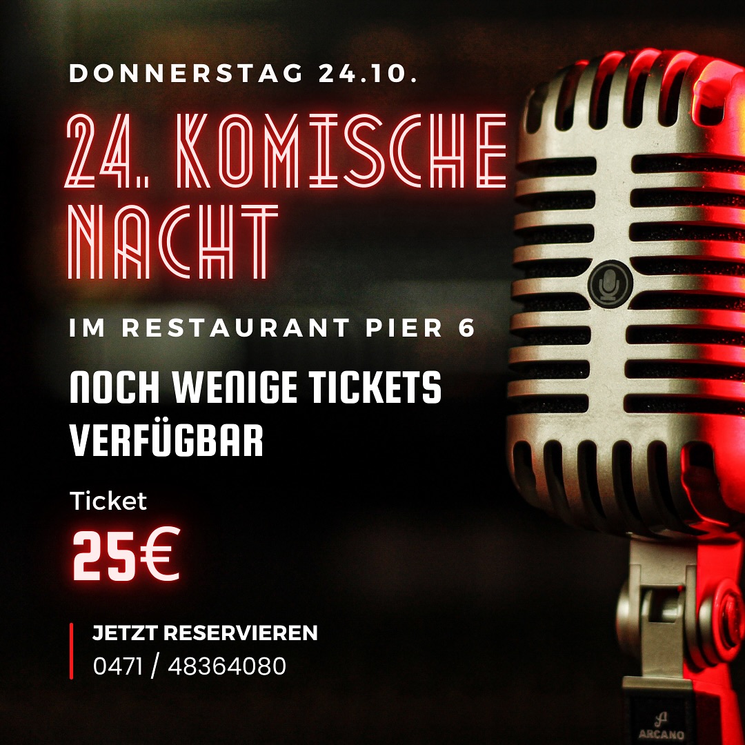 Aufgrund von Krankheit haben wir kurzfristig noch ein paar Tickets für die @komischenacht am Donnerstag frei. Wer Kulinarik, Kunst und Klamauk erleben möchte, meldet sich am besten direkt telefonisch bei uns.
Einlass: 17:30 Uhr
Beginn: 19:30 Uhr
#komischenacht #comedy