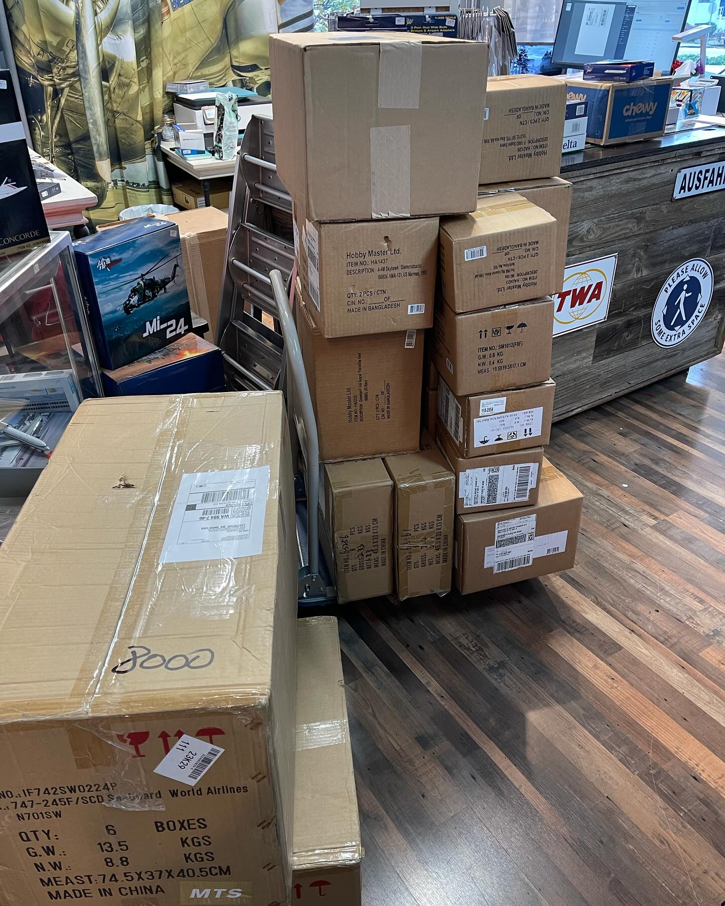 Busy day at the store today with lots of new releases to be checked in. We have both commercial and military to load up. Big order of Inflight and lots of Hobby Master for my military collectors. Those in the area stop on by the store as we are caught up now on collections and it’s all up and available. Also great time of the year to get back into the hobbies as our weather has turned to indoor activities now. See you at the store! #diecastcollector #militarydiecast #400scale #200scale #72scale #airlinecollector #diecastairliner #geminijets #toddmodels #ngmodels #hobbymaster #hobbymasterdiecast #corgi #aeroclassics #mtsaviationmodels #jcwings #dragonmodels #tacoma #seattle #portland #olympia #piercecounty #universityplacewa #lakewoodwa #thurstoncounty #boeing #airbus #museumofflight #smallbusiness #veteranowned