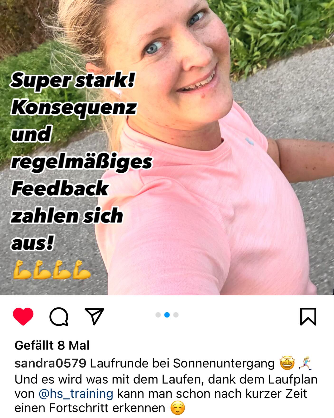 Sandra hat vor 3 Wochen ihr Lauftraining bei mir begonnen. Zuerst mussten wir feststellen, dass ihre Gelenke und Muskulatur den Belastungen nicht gewachsen waren, weswegen ich ihr Training auf Geh und Lauf-Intervalle umgestellt habe. Und siehe da - die Beine halten durch, die Schmerzen gehören der Vergangenheit an und die Freude am Laufen kam dank der Fortschritte zurück! Die Geh-Intervalle werden kürzer und demnächst werden sie komplett verschwinden. Nebenbei noch gezieltes Krafttraining und schon bald steht dem ersten 5km Lauf nichts mehr im Weg💪🔥
Hast du auch Probleme beim Laufen? Oder fragst du dich gerade warum gezieltes Krafttraining förderlich sein soll? Dann melde dich bei mir, und ich helfe dir dabei deine Laufziele zu erreichen!
#hs_training #functionalfitness #functionaltraining #hybridtraining #personaltraining #run #neverstopcompeting #sportvienna #gesundeswien #womenfitness #womanrunner #fitnessmotivation