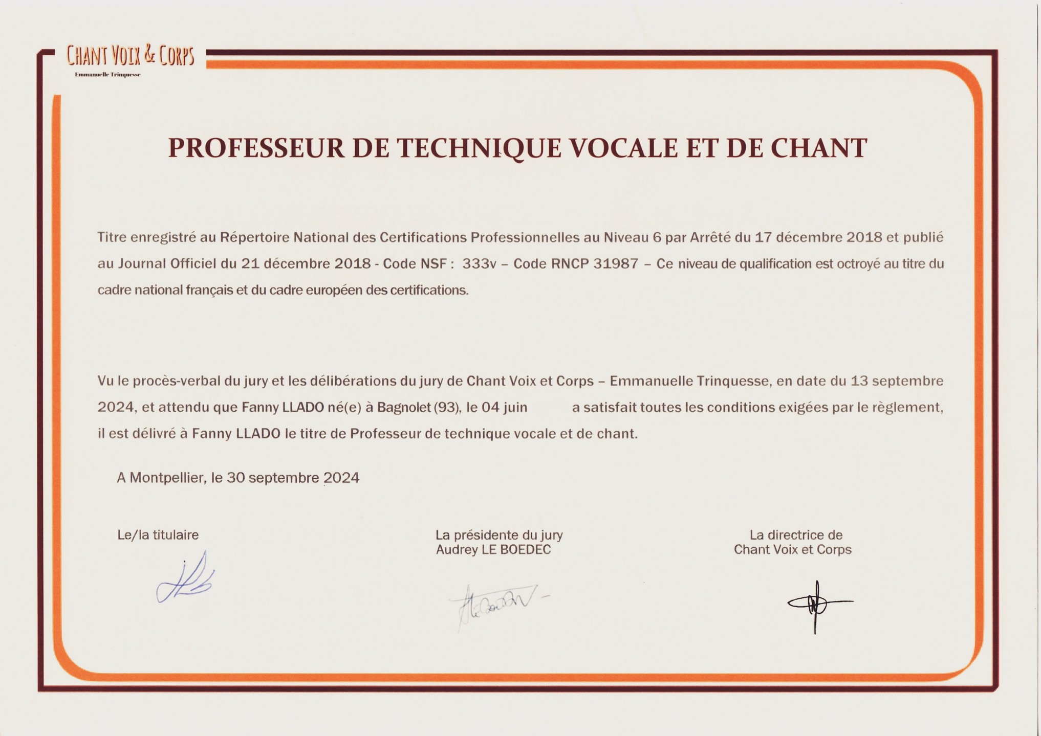 Diplôme qui fait plaisir ! <3
#cvc #chantvoixetcorps
Merci @chant_voix_et_corps !!!