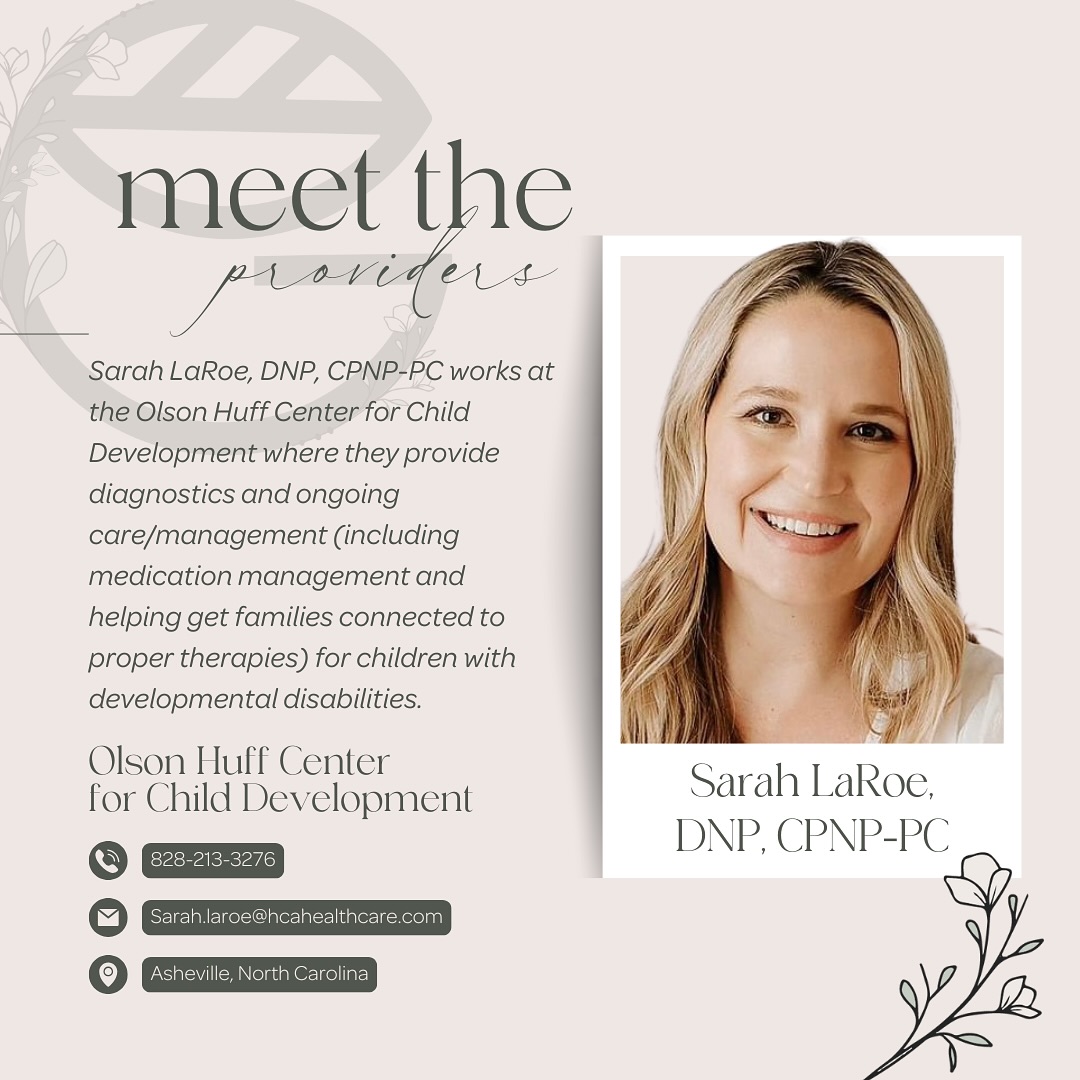 🌟 Meet Dr. Sarah LaRoe! 🌟
Dr. LaRoe is a dedicated pediatric nurse practitioner at the Olson Huff Center for Child Development, where she specializes in providing comprehensive diagnostics and ongoing care for children with developmental disabilities. From medication management to connecting families with the right therapies, Dr. LaRoe is committed to supporting each child’s unique journey. Learn more about her vital work and the positive impact she’s making in our community! 💖✨
Find out more about Dr. Sarah at:
📞 828-213-3276
📧 Sarah.laroe@hcahealthcare.com
#DrSarahLaRoe #developmentalpediatrics #pediatricNP #developmentaldisabilities